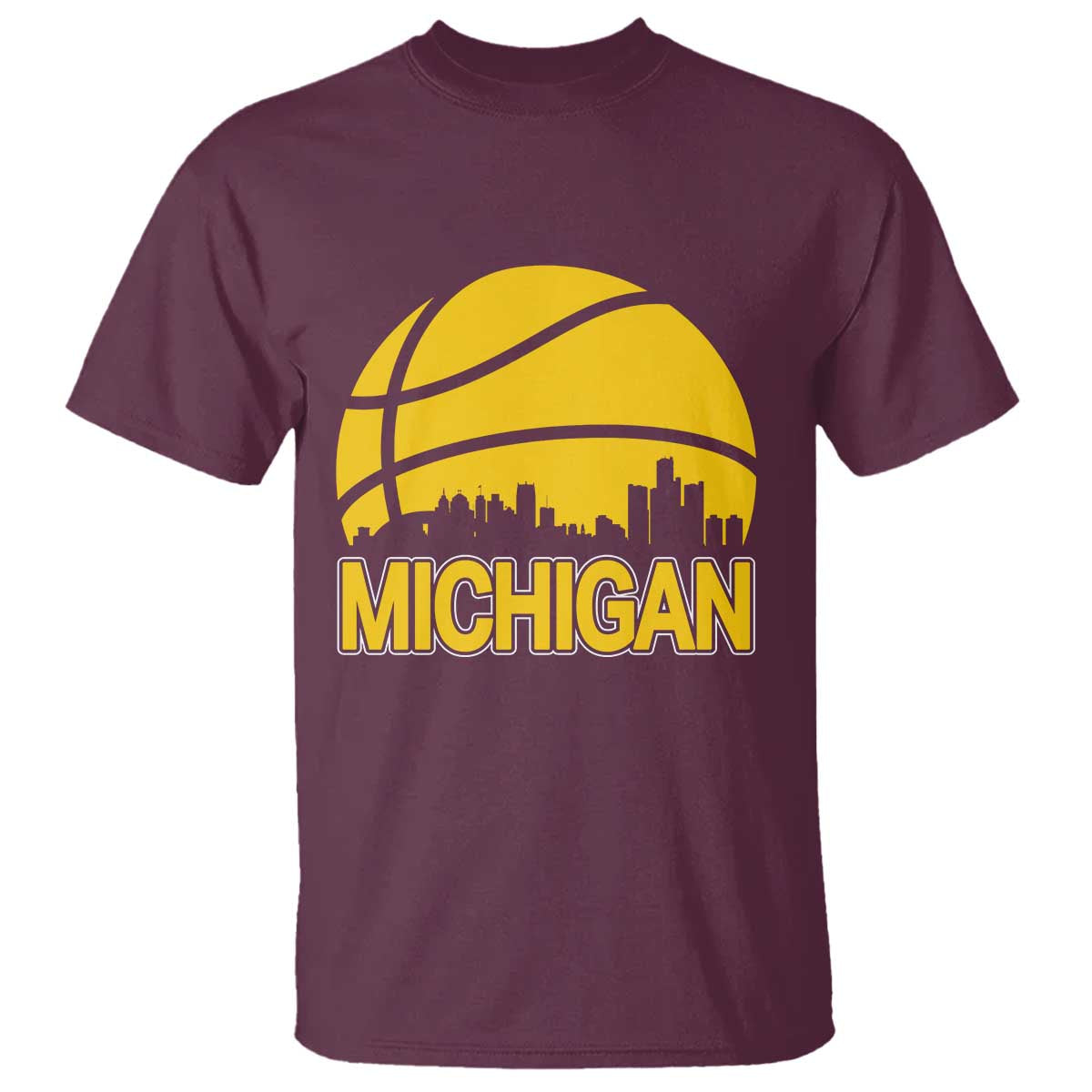 Vintage Michigan Skyline T Shirt Basketball Lover Gift