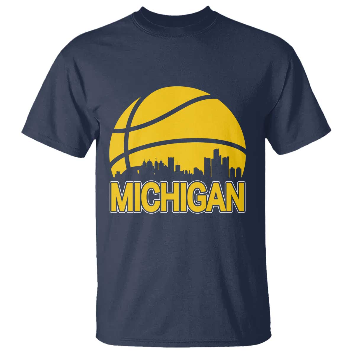 Vintage Michigan Skyline T Shirt Basketball Lover Gift