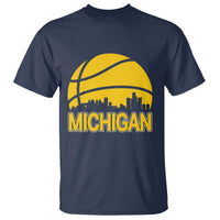 Vintage Michigan Skyline T Shirt Basketball Lover Gift