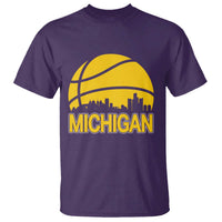 Vintage Michigan Skyline T Shirt Basketball Lover Gift
