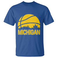 Vintage Michigan Skyline T Shirt Basketball Lover Gift