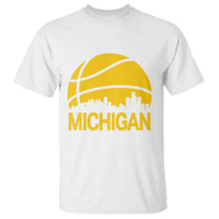Vintage Michigan Skyline T Shirt Basketball Lover Gift