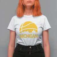 Vintage Michigan Skyline T Shirt For Women Basketball Lover Gift
