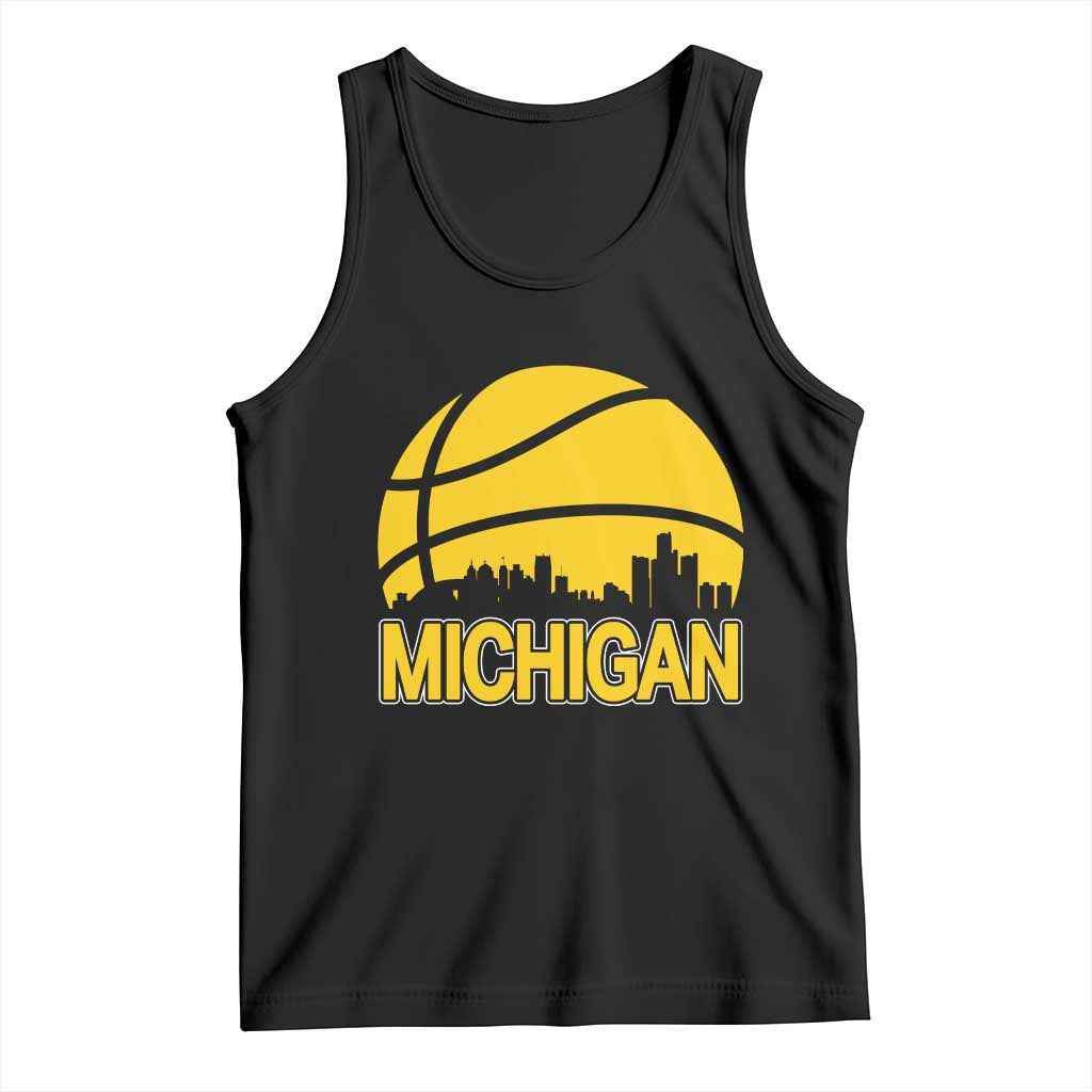 Vintage Michigan Skyline Tank Top Basketball Lover Gift
