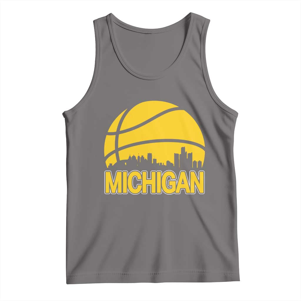 Vintage Michigan Skyline Tank Top Basketball Lover Gift
