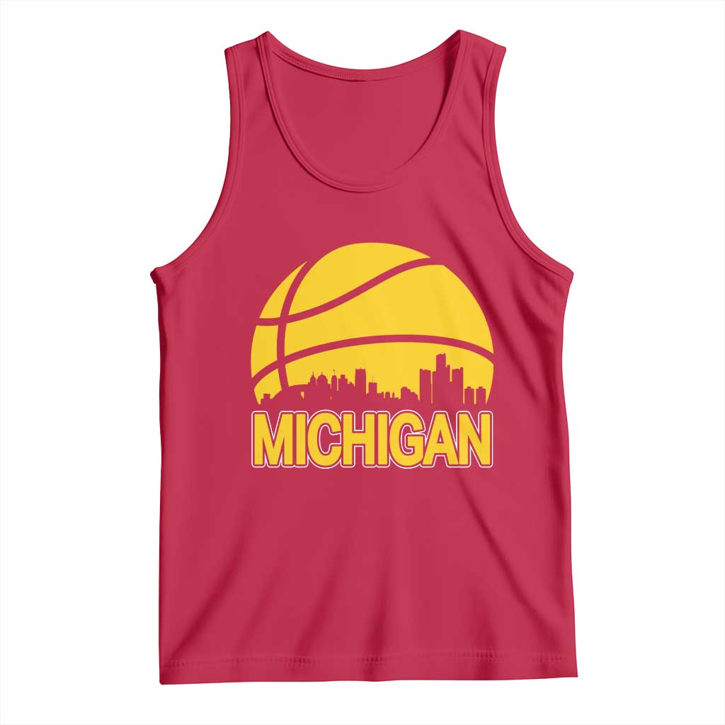 Vintage Michigan Skyline Tank Top Basketball Lover Gift