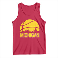 Vintage Michigan Skyline Tank Top Basketball Lover Gift
