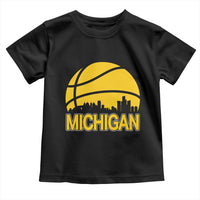 Vintage Michigan Skyline Toddler T Shirt Basketball Lover Gift