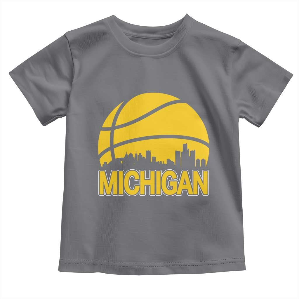 Vintage Michigan Skyline Toddler T Shirt Basketball Lover Gift