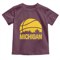 Vintage Michigan Skyline Toddler T Shirt Basketball Lover Gift