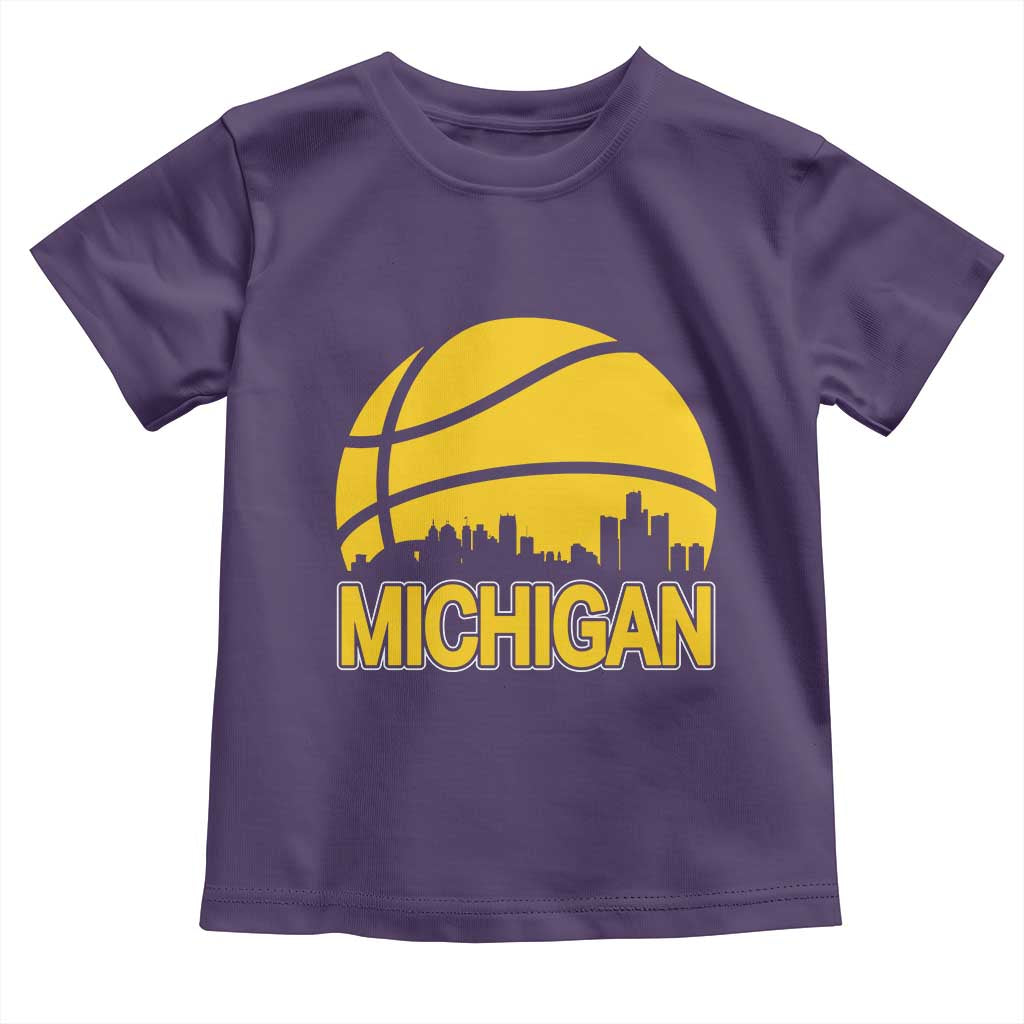 Vintage Michigan Skyline Toddler T Shirt Basketball Lover Gift