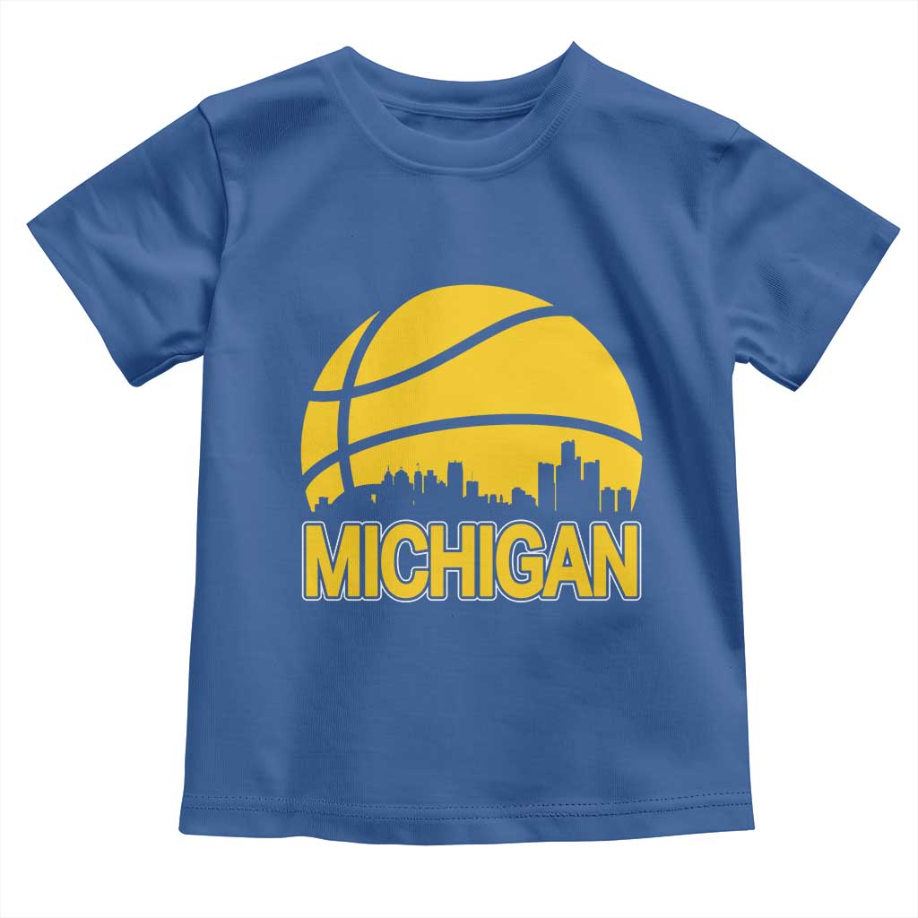 Vintage Michigan Skyline Toddler T Shirt Basketball Lover Gift