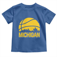 Vintage Michigan Skyline Toddler T Shirt Basketball Lover Gift