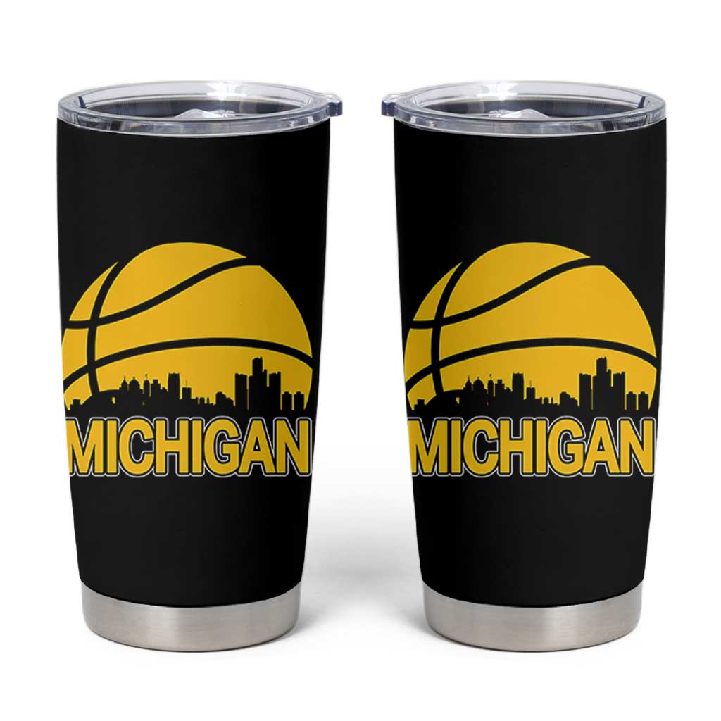 Vintage Michigan Skyline Tumbler Cup Basketball Lover Gift