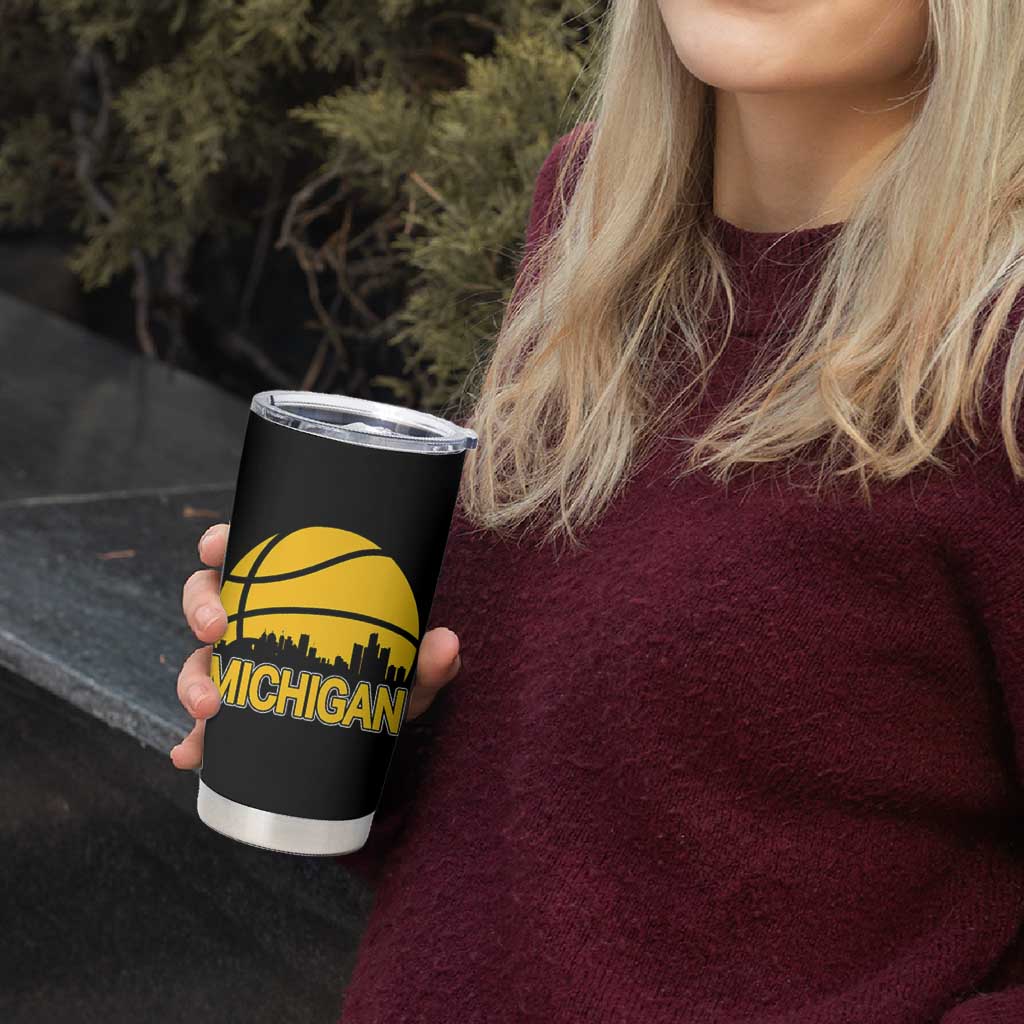 Vintage Michigan Skyline Tumbler Cup Basketball Lover Gift