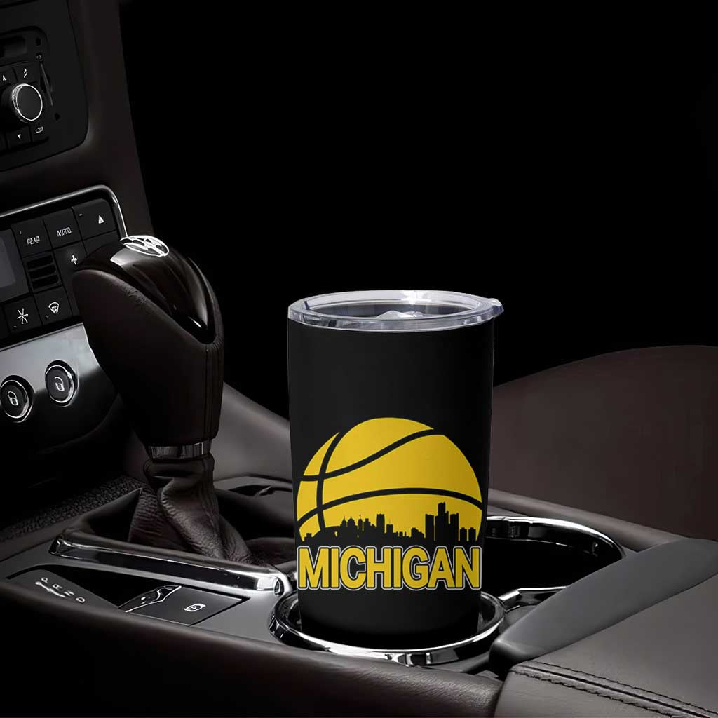 Vintage Michigan Skyline Tumbler Cup Basketball Lover Gift