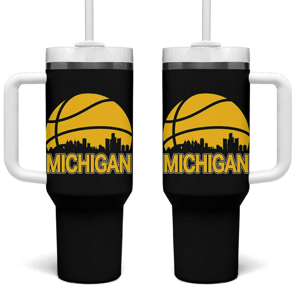 Vintage Michigan Skyline Tumbler With Handle Basketball Lover Gift