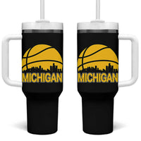 Vintage Michigan Skyline Tumbler With Handle Basketball Lover Gift