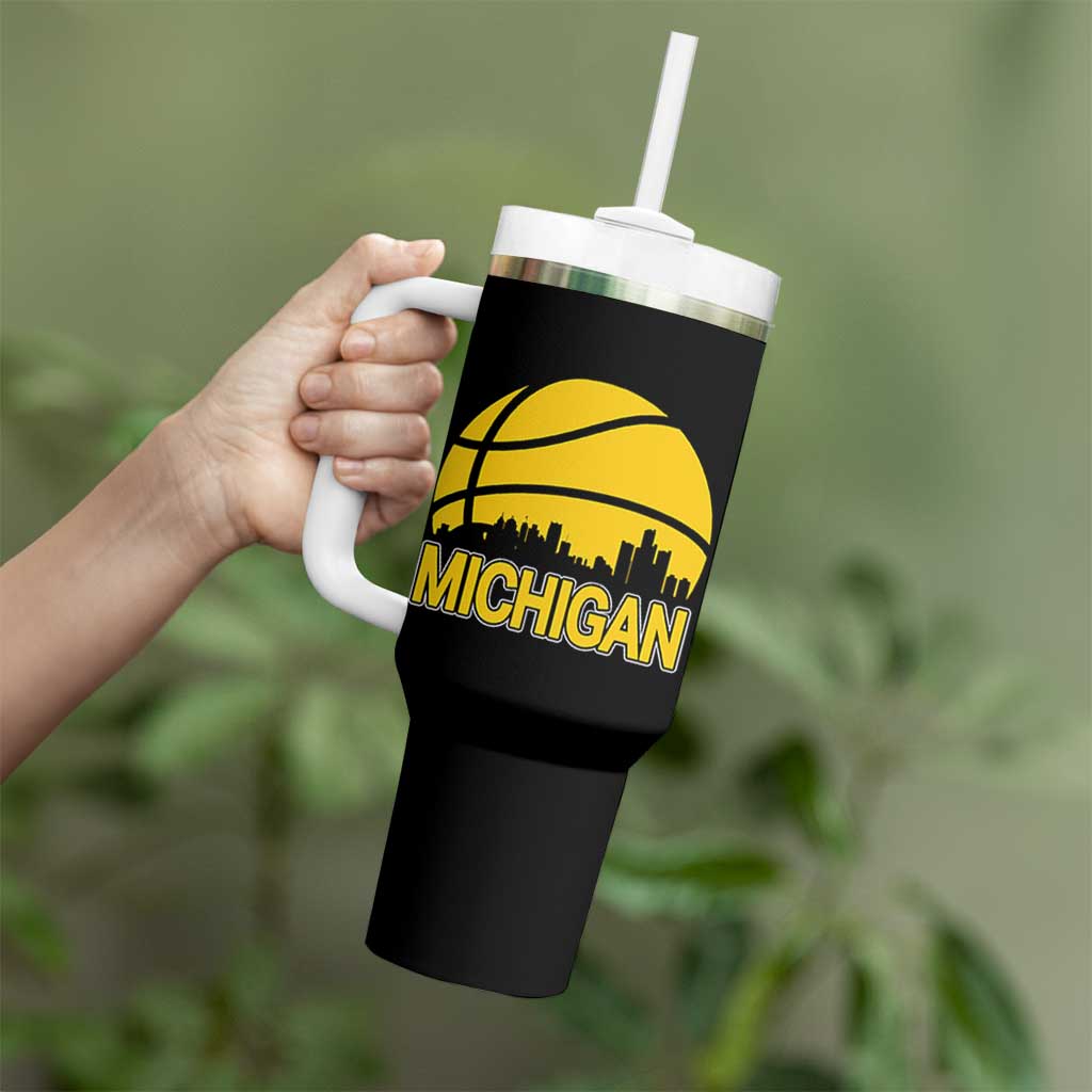 Vintage Michigan Skyline Tumbler With Handle Basketball Lover Gift