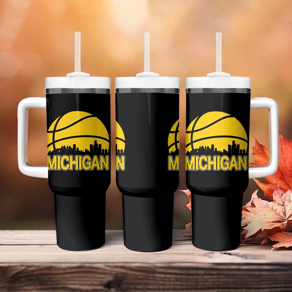 Vintage Michigan Skyline Tumbler With Handle Basketball Lover Gift