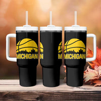 Vintage Michigan Skyline Tumbler With Handle Basketball Lover Gift