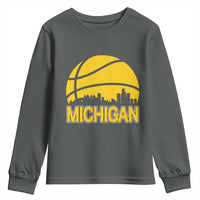Vintage Michigan Skyline Youth Sweatshirt Basketball Lover Gift