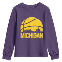 Vintage Michigan Skyline Youth Sweatshirt Basketball Lover Gift
