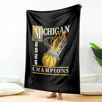 Michigan 2026 Flaming Hoop Basketball Lover Throw Blanket Champions Victory Graphic Sports Fan