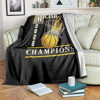 Michigan 2026 Flaming Hoop Basketball Lover Throw Blanket Champions Victory Graphic Sports Fan
