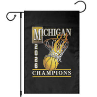 Michigan 2026 Flaming Hoop Basketball Lover Garden Flag Champions Victory Graphic Sports Fan