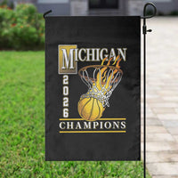 Michigan 2026 Flaming Hoop Basketball Lover Garden Flag Champions Victory Graphic Sports Fan