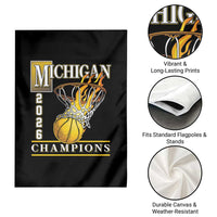 Michigan 2026 Flaming Hoop Basketball Lover Garden Flag Champions Victory Graphic Sports Fan