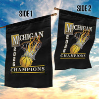 Michigan 2026 Flaming Hoop Basketball Lover Garden Flag Champions Victory Graphic Sports Fan