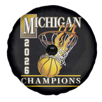 Michigan 2026 Flaming Hoop Basketball Lover Spare Tire Cover Champions Victory Graphic Sports Fan