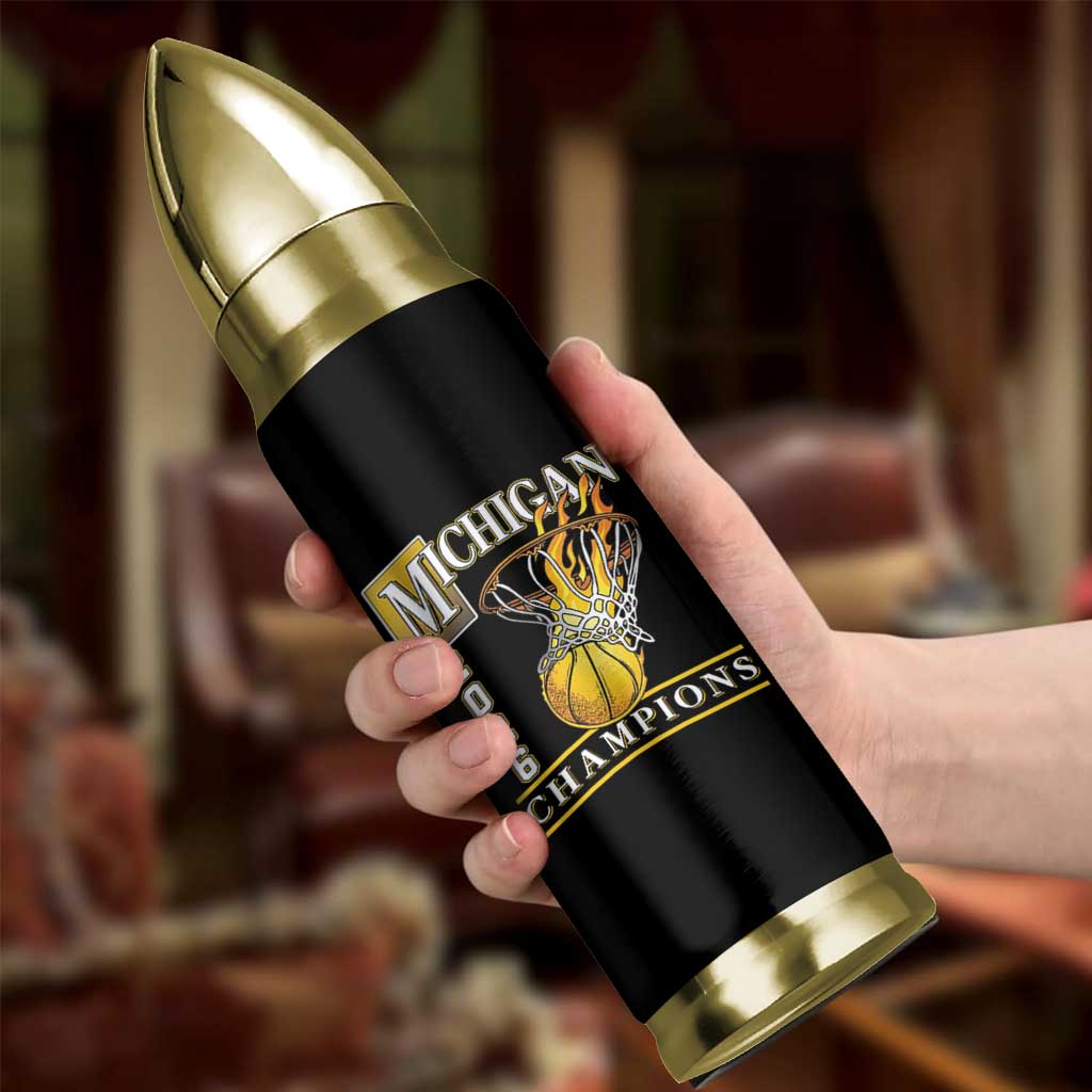 Michigan 2026 Flaming Hoop Basketball Lover Bullet Tumbler Champions Victory Graphic Sports Fan