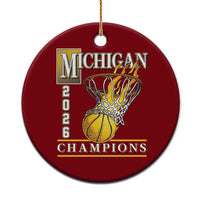 Michigan 2026 Flaming Hoop Basketball Lover Ceramic Ornament Champions Victory Graphic Sports Fan