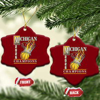 Michigan 2026 Flaming Hoop Basketball Lover Ceramic Ornament Champions Victory Graphic Sports Fan