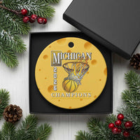 Michigan 2026 Flaming Hoop Basketball Lover Ceramic Ornament Champions Victory Graphic Sports Fan