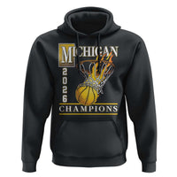 Michigan 2026 Flaming Hoop Basketball Lover Hoodie Champions Victory Graphic Sports Fan