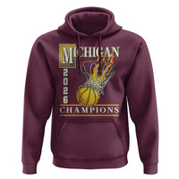 Michigan 2026 Flaming Hoop Basketball Lover Hoodie Champions Victory Graphic Sports Fan
