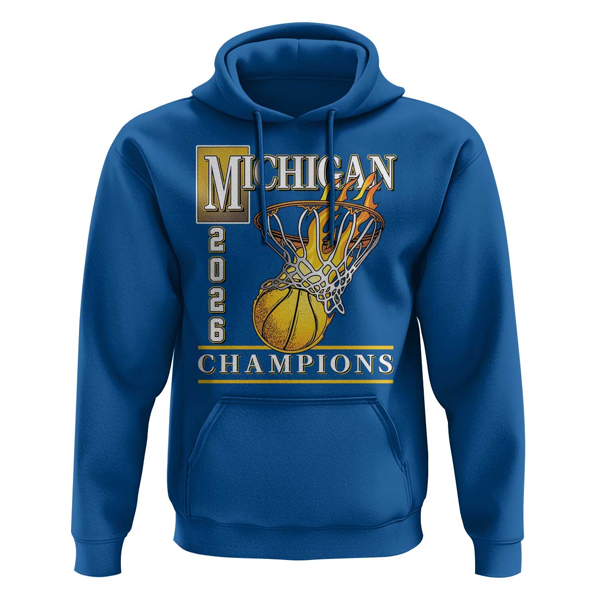 Michigan 2026 Flaming Hoop Basketball Lover Hoodie Champions Victory Graphic Sports Fan