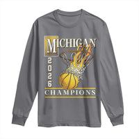 Michigan 2026 Flaming Hoop Basketball Lover Long Sleeve Shirt Champions Victory Graphic Sports Fan