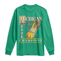 Michigan 2026 Flaming Hoop Basketball Lover Long Sleeve Shirt Champions Victory Graphic Sports Fan
