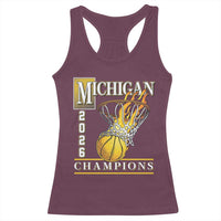 Michigan 2026 Flaming Hoop Basketball Lover Racerback Tank Top Champions Victory Graphic Sports Fan