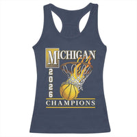 Michigan 2026 Flaming Hoop Basketball Lover Racerback Tank Top Champions Victory Graphic Sports Fan