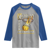 Michigan 2026 Flaming Hoop Basketball Lover Raglan Shirt Champions Victory Graphic Sports Fan