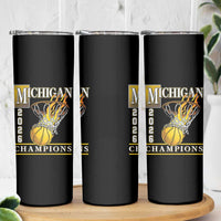 Michigan 2026 Flaming Hoop Basketball Lover Skinny Tumbler Champions Victory Graphic Sports Fan