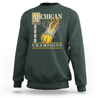 Michigan 2026 Flaming Hoop Basketball Lover Sweatshirt Champions Victory Graphic Sports Fan