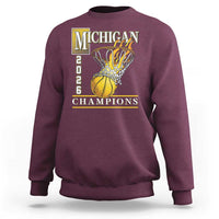 Michigan 2026 Flaming Hoop Basketball Lover Sweatshirt Champions Victory Graphic Sports Fan