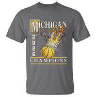 Michigan 2026 Flaming Hoop Basketball Lover T Shirt Champions Victory Graphic Sports Fan